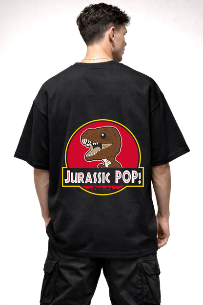 JURASSIC POP CARTOON GRAPHIC | BLACK OVERSIZED FIT TEE