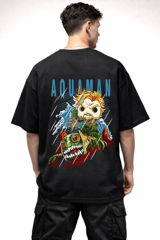 AQUAMAN CARTOON GRAPHIC | BLACK OVERSIZED FIT TEE