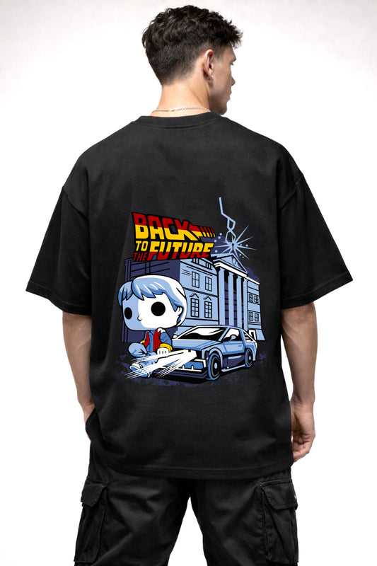 BACK TO THE FUTURE CARTOON GRAPHIC | BLACK OVERSIZED FIT TEE