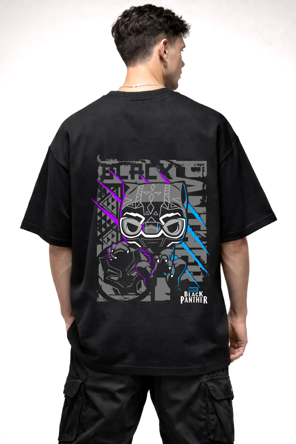 BLACK PANTHER CARTOON GRAPHIC | BLACK OVERSIZED FIT TEE