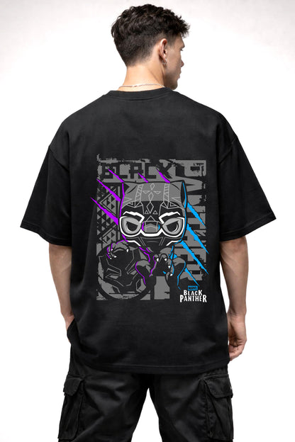 BLACK PANTHER CARTOON GRAPHIC | BLACK OVERSIZED FIT TEE
