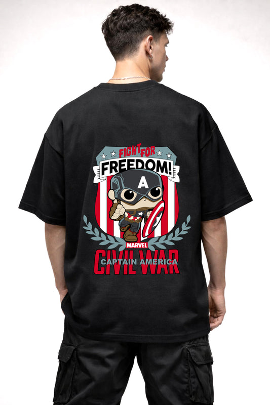 CIVIL WAR CARTOON GRAPHIC | BLACK OVERSIZED FIT TEE