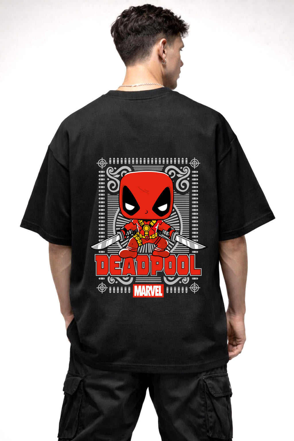 DEAD POOL CARTOON GRAPHIC | BLACK OVERSIZED FIT TEE
