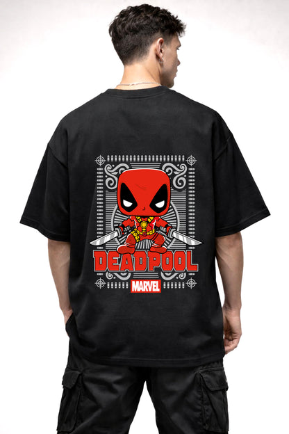 DEAD POOL CARTOON GRAPHIC | BLACK OVERSIZED FIT TEE