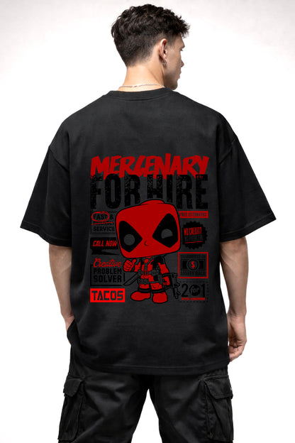 DEAD POOL CARTOON GRAPHIC | BLACK OVERSIZED FIT TEE