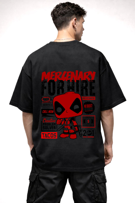 DEAD POOL CARTOON GRAPHIC | BLACK OVERSIZED FIT TEE