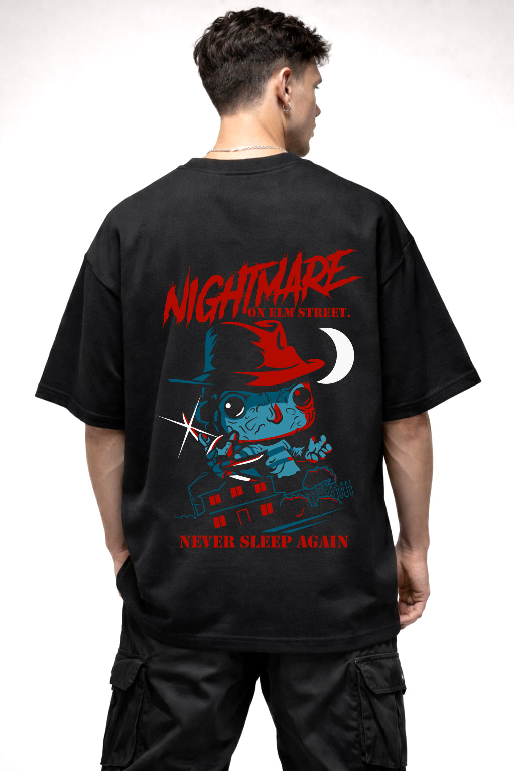 NIGHTMARE CARTOON GRAPHIC | BLACK OVERSIZED FIT TEE