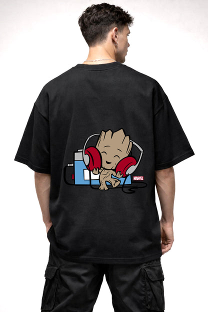GROOT CARTOON GRAPHIC | BLACK OVERSIZED FIT TEE
