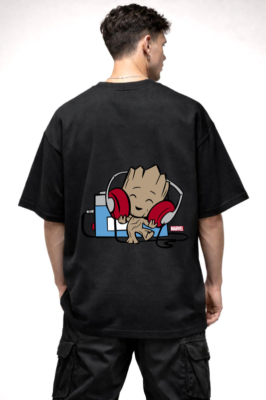 GROOT CARTOON GRAPHIC | BLACK OVERSIZED FIT TEE