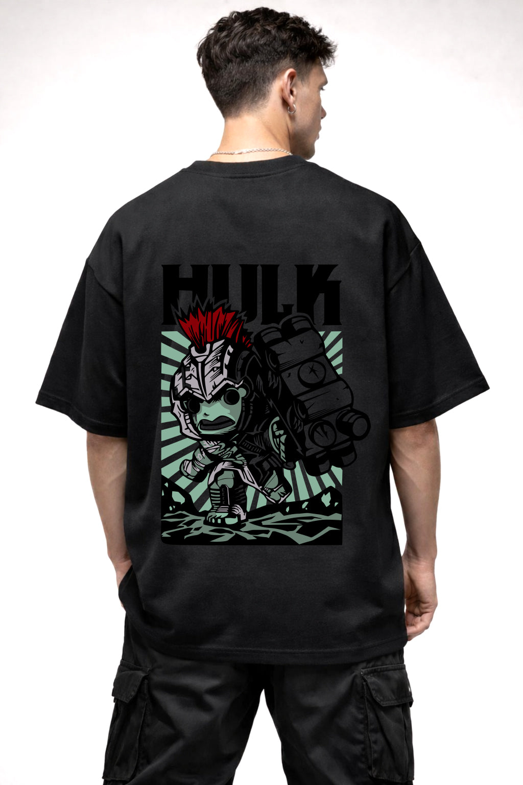 HULK WARRIOR CARTOON GRAPHIC | BLACK OVERSIZED FIT TEE