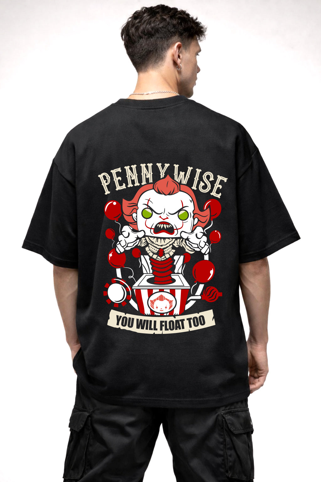 PENNY WISE CARTOON GRAPHIC | BLACK OVERSIZED FIT TEE