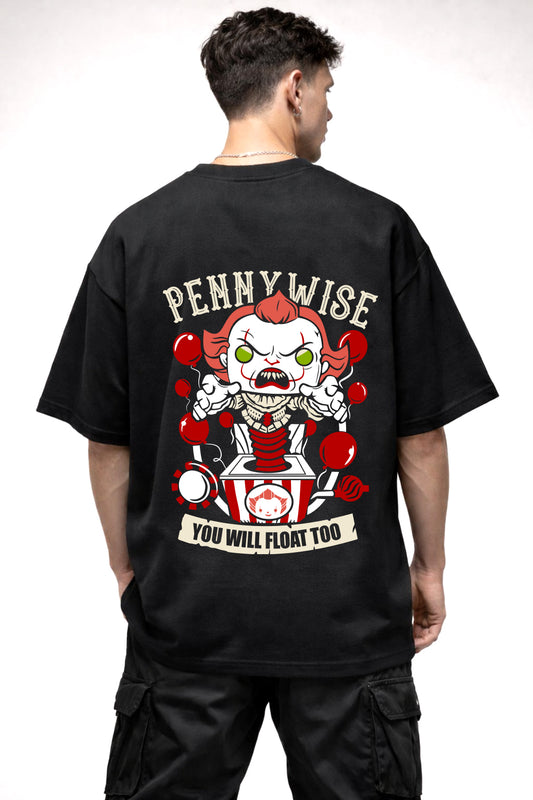 PENNY WISE CARTOON GRAPHIC | BLACK OVERSIZED FIT TEE