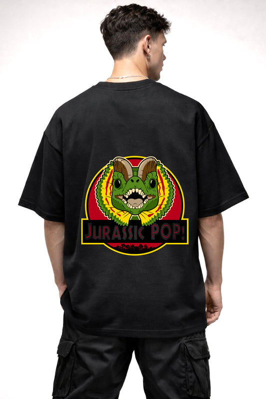 JURASSIC POP CARTOON GRAPHIC | BLACK OVERSIZED FIT TEE