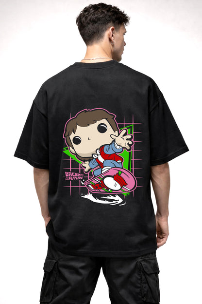 BACK TO THE FUTURE CARTOON GRAPHIC | BLACK OVERSIZED FIT TEE