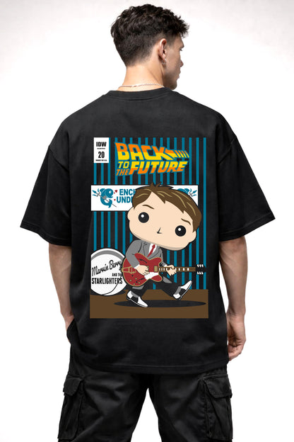 BACK TO THE FUTURE CARTOON GRAPHIC | BLACK OVERSIZED FIT TEE