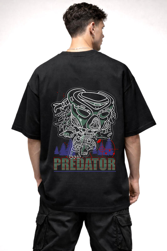 PREDATOR CARTOON GRAPHIC | BLACK OVERSIZED FIT TEE