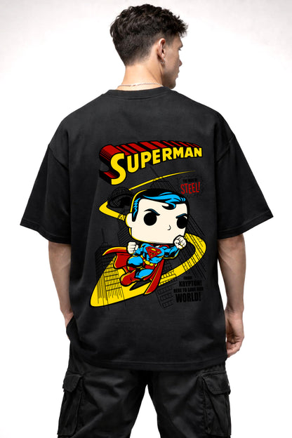 SUPERMAN CARTOON GRAPHIC | BLACK OVERSIZED FIT TEE