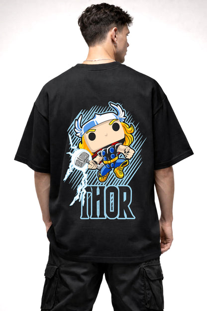 THOR CARTOON GRAPHIC | BLACK OVERSIZED FIT TEE