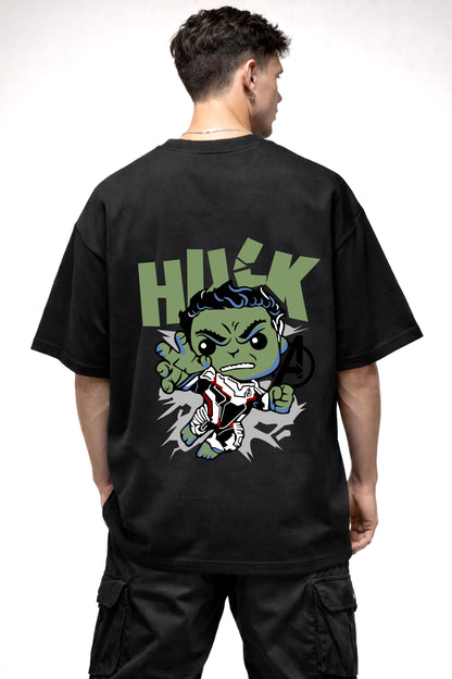HULK TIME TRAVEL SUIT CARTOON GRAPHIC | BLACK OVERSIZED FIT TEE