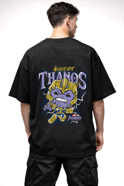 WARRIOR THANOS CARTOON GRAPHIC | BLACK OVERSIZED FIT TEE