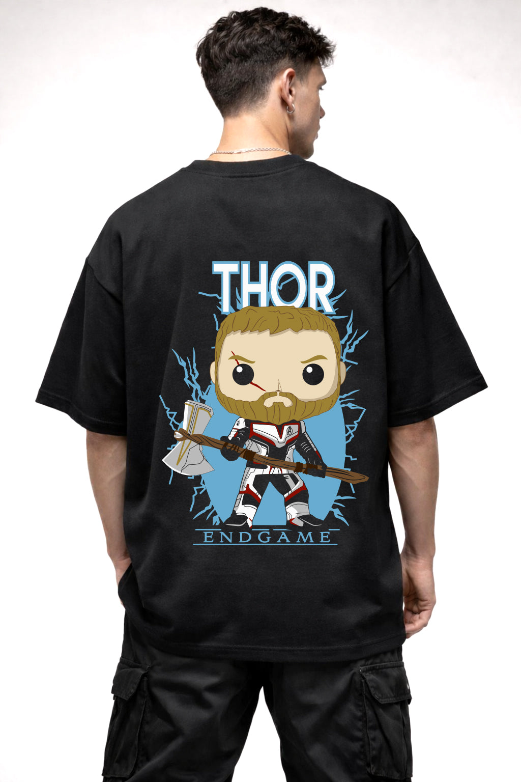 THOR CARTOON GRAPHIC | BLACK OVERSIZED FIT TEE
