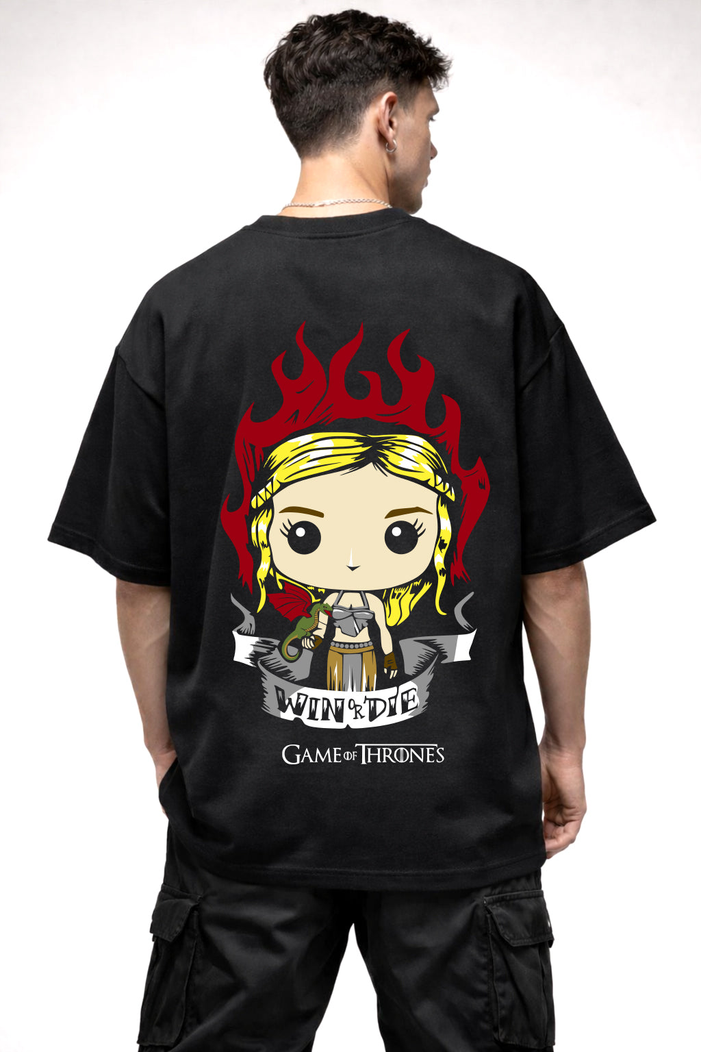 GAME OF THRONES CARTOON GRAPHIC | BLACK OVERSIZED FIT TEE