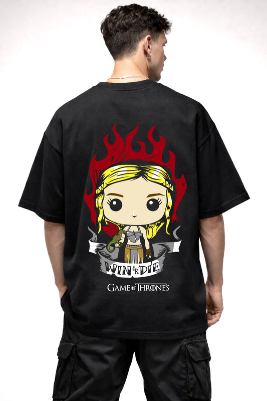 GAME OF THRONES CARTOON GRAPHIC | BLACK OVERSIZED FIT TEE