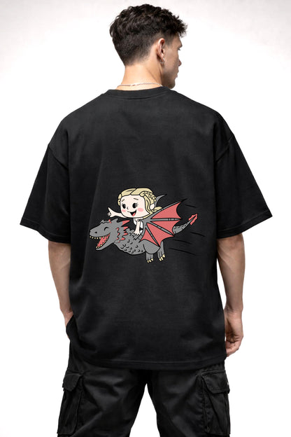 GAME OF THRONES CARTOON GRAPHIC | BLACK OVERSIZED FIT TEE