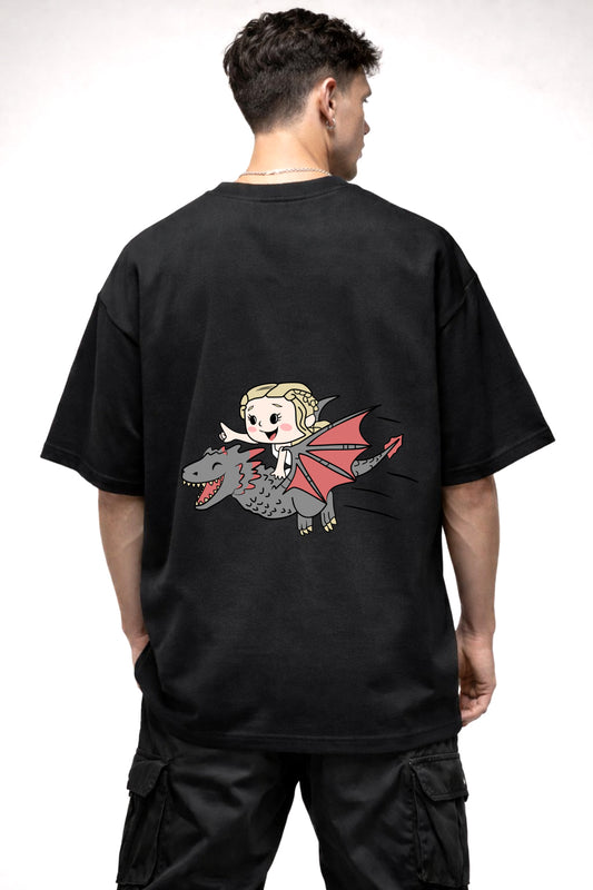 GAME OF THRONES CARTOON GRAPHIC | BLACK OVERSIZED FIT TEE