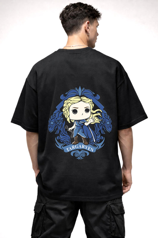 TARGARYEN CARTOON GRAPHIC | BLACK OVERSIZED FIT TEE