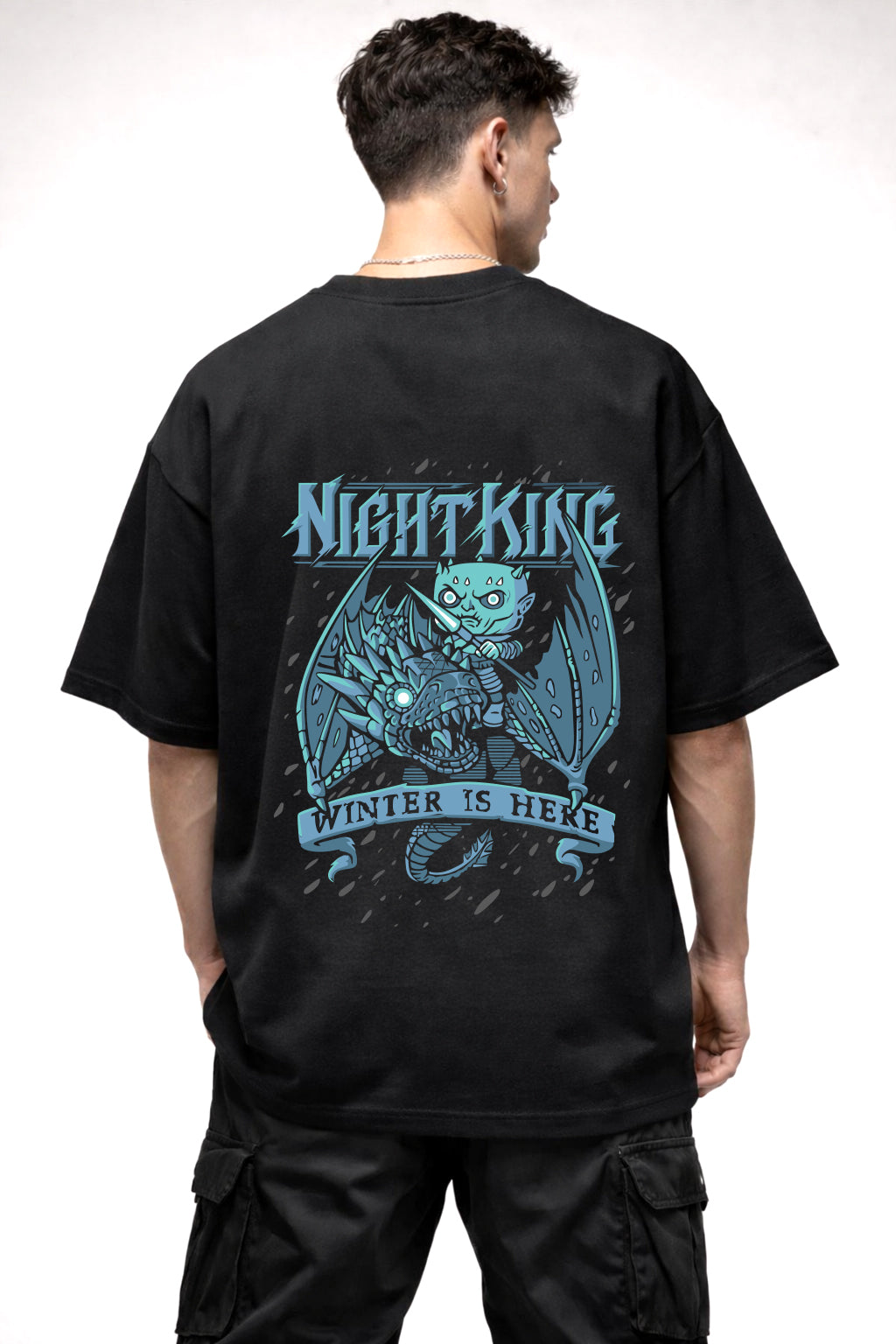 NIGHTKING CARTOON GRAPHIC | BLACK OVERSIZED FIT TEE