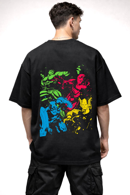 AVENGERS COMIC GRAPHIC | BLACK OVERSIZED FIT TEE