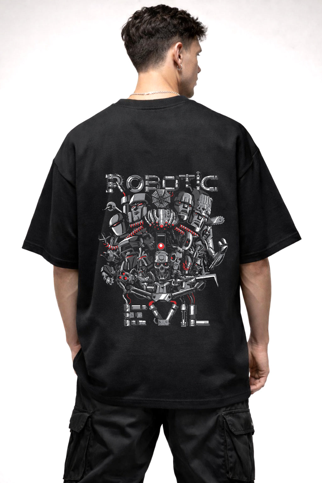 ROBOTIC EVIL GRAPHIC | BLACK OVERSIZED FIT TEE
