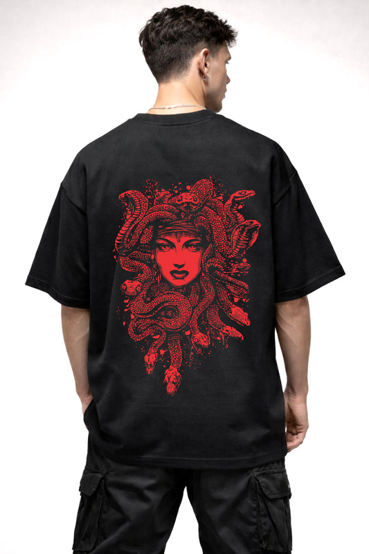 SNAKE QUEEN GRAPHIC | BLACK OVERSIZED FIT TEE