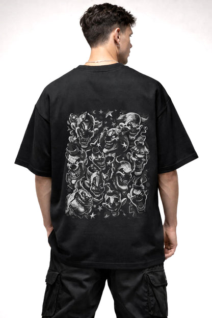 JOKER BLACK AND WHITE  GRAPHIC | BLACK OVERSIZED FIT TEE