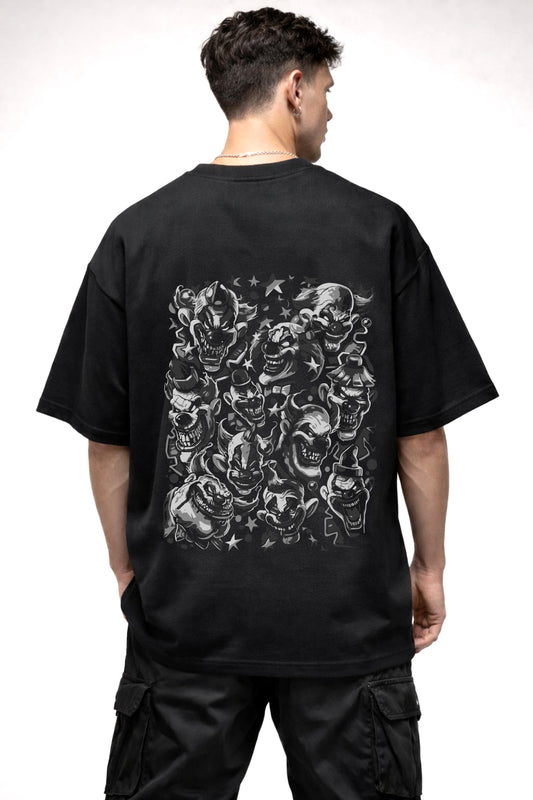 JOKER BLACK AND WHITE  GRAPHIC | BLACK OVERSIZED FIT TEE
