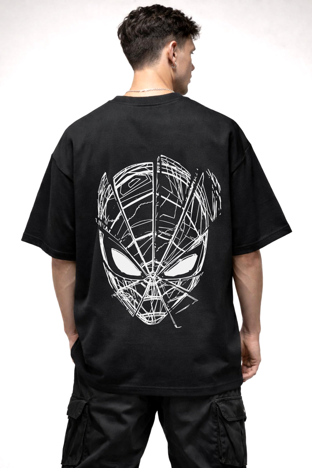 SPIDERMAN MASK GRAPHIC | BLACK OVERSIZED FIT TEE