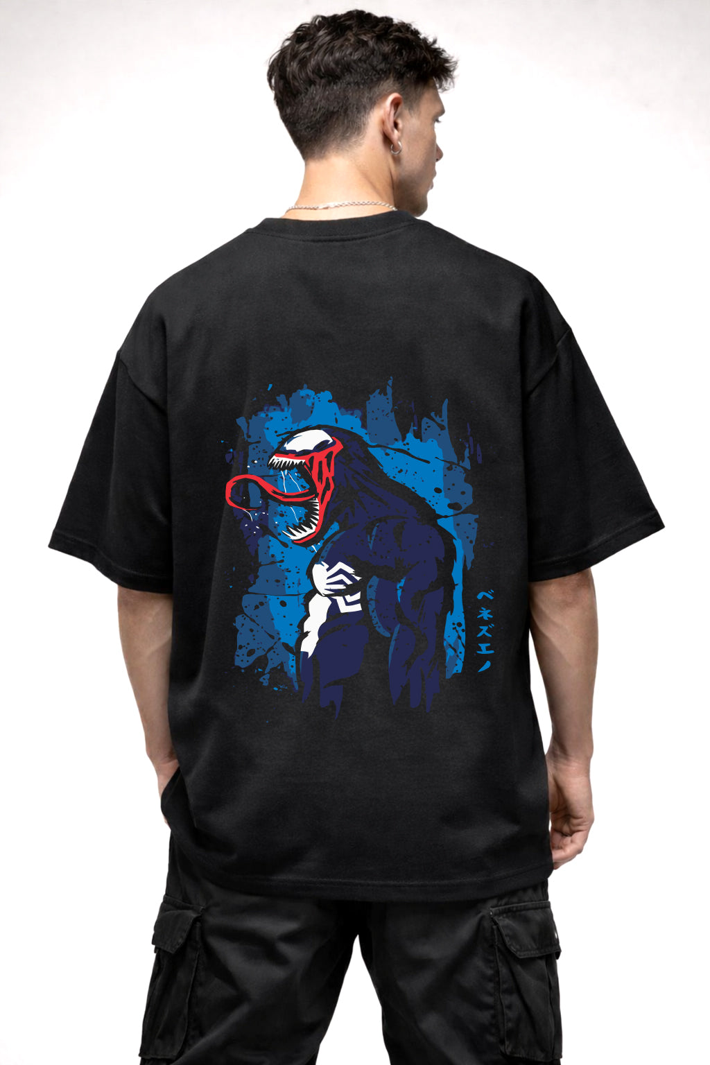 VENOM CARTOON GRAPHIC | BLACK OVERSIZED FIT TEE