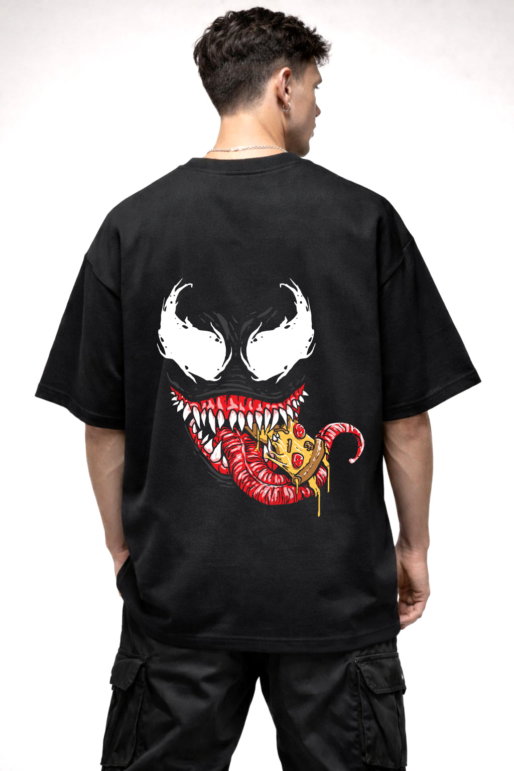 VENOM CARTOON GRAPHIC | BLACK OVERSIZED FIT TEE