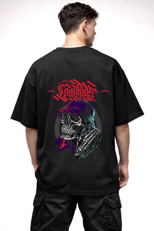 SKULL CARTOON GRAPHIC | BLACK OVERSIZED FIT TEE
