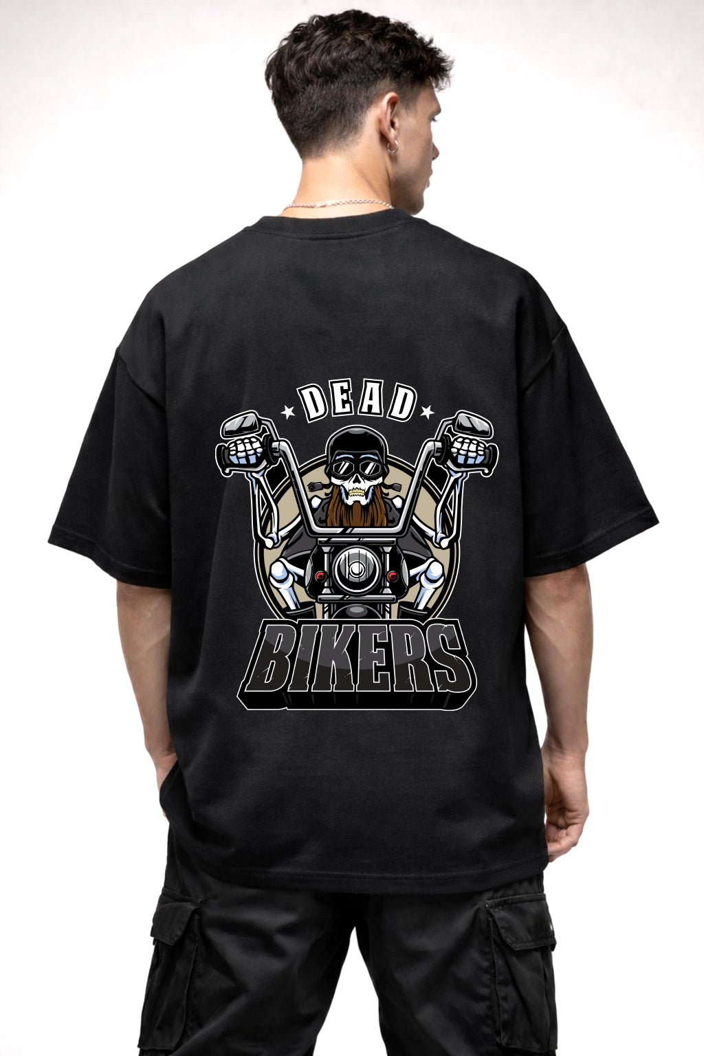 DEAD BIKERS CARTOON GRAPHIC | BLACK OVERSIZED FIT TEE