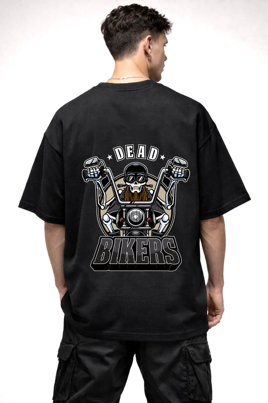 DEAD BIKERS CARTOON GRAPHIC | BLACK OVERSIZED FIT TEE