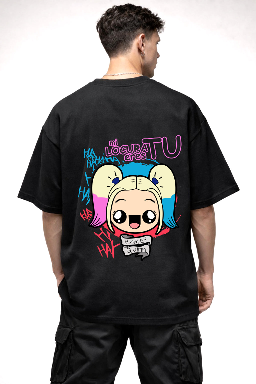 HARLEY QUEEN CARTOON GRAPHIC | BLACK OVERSIZED FIT TEE