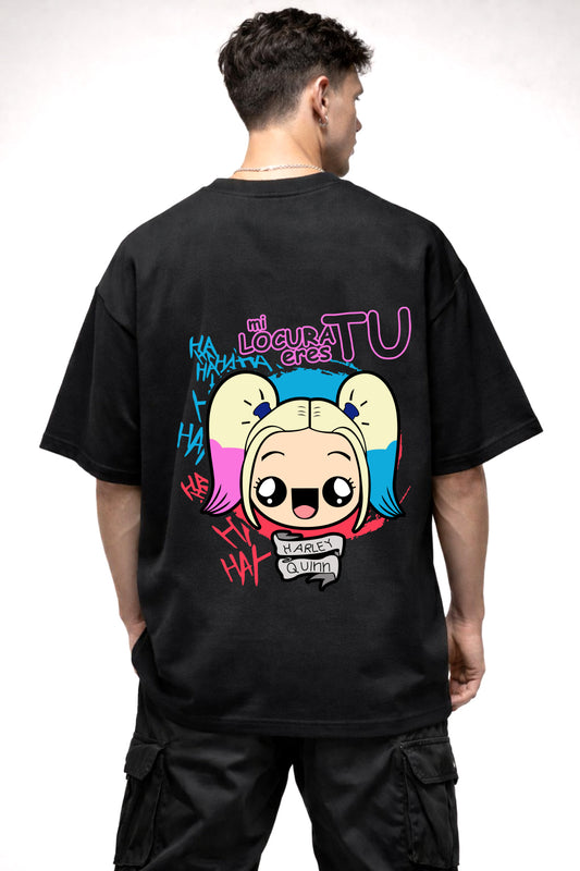 HARLEY QUEEN CARTOON GRAPHIC | BLACK OVERSIZED FIT TEE
