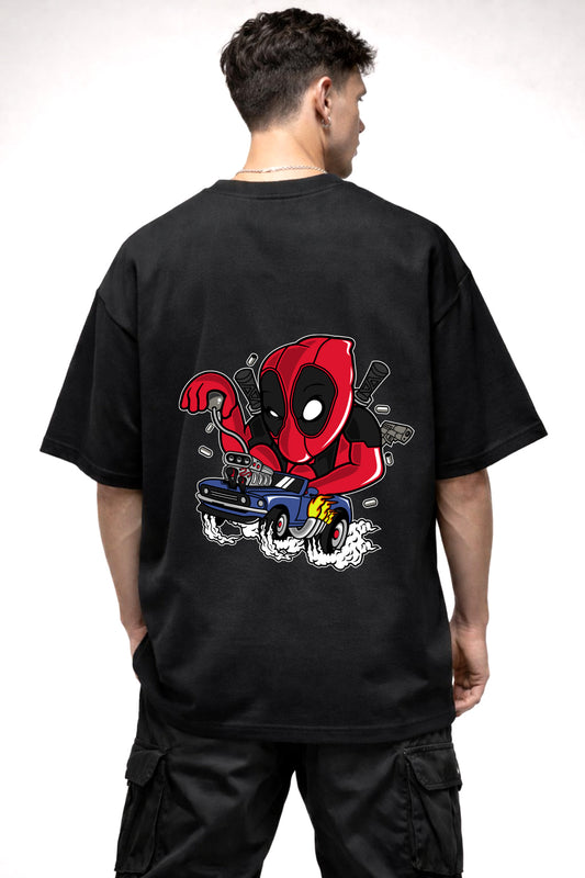 DEADPOOL CARTOON GRAPHIC | BLACK OVERSIZED FIT TEE
