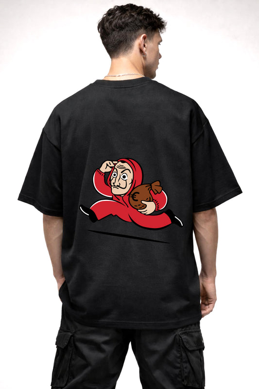 MONEY HEIST GRAPHIC | BLACK OVERSIZED FIT TEE