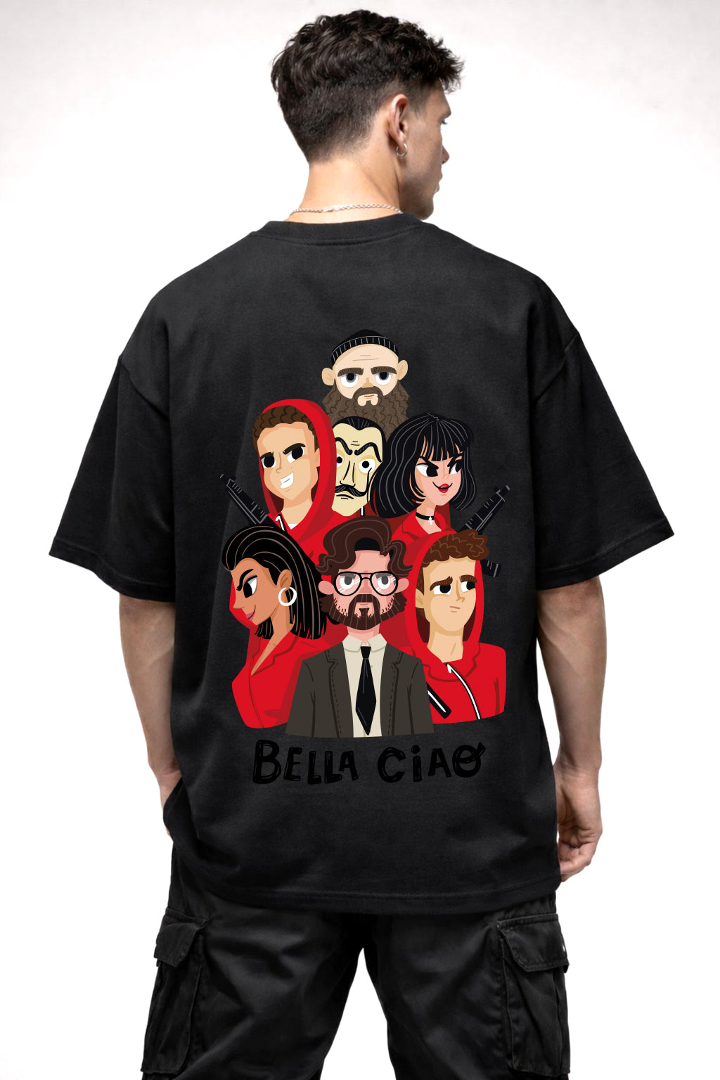 MONEY HEIST GRAPHIC | BLACK OVERSIZED FIT TEE