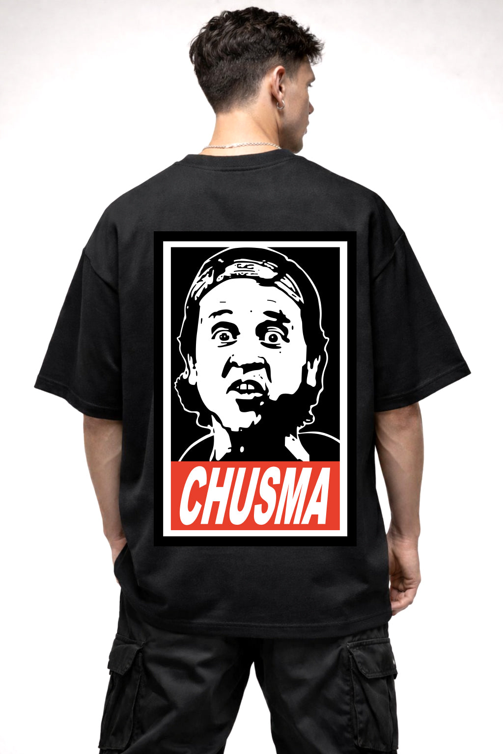 CHUSMA COMIC GRAPHIC | BLACK OVERSIZED FIT TEE