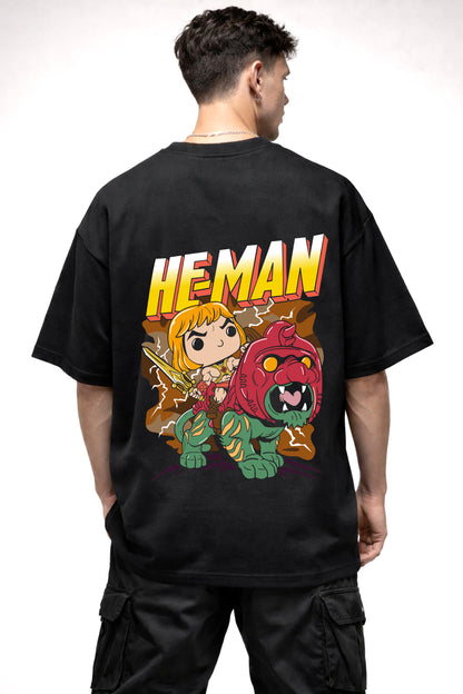 HE-MAN CARTOON GRAPHIC | BLACK OVERSIZED FIT TEE