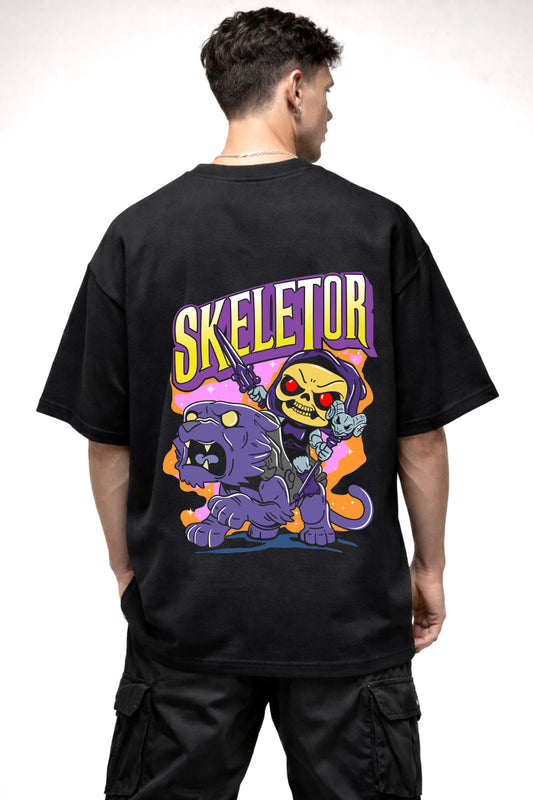 SKELETOR CARTOON GRAPHIC | BLACK OVERSIZED FIT TEE